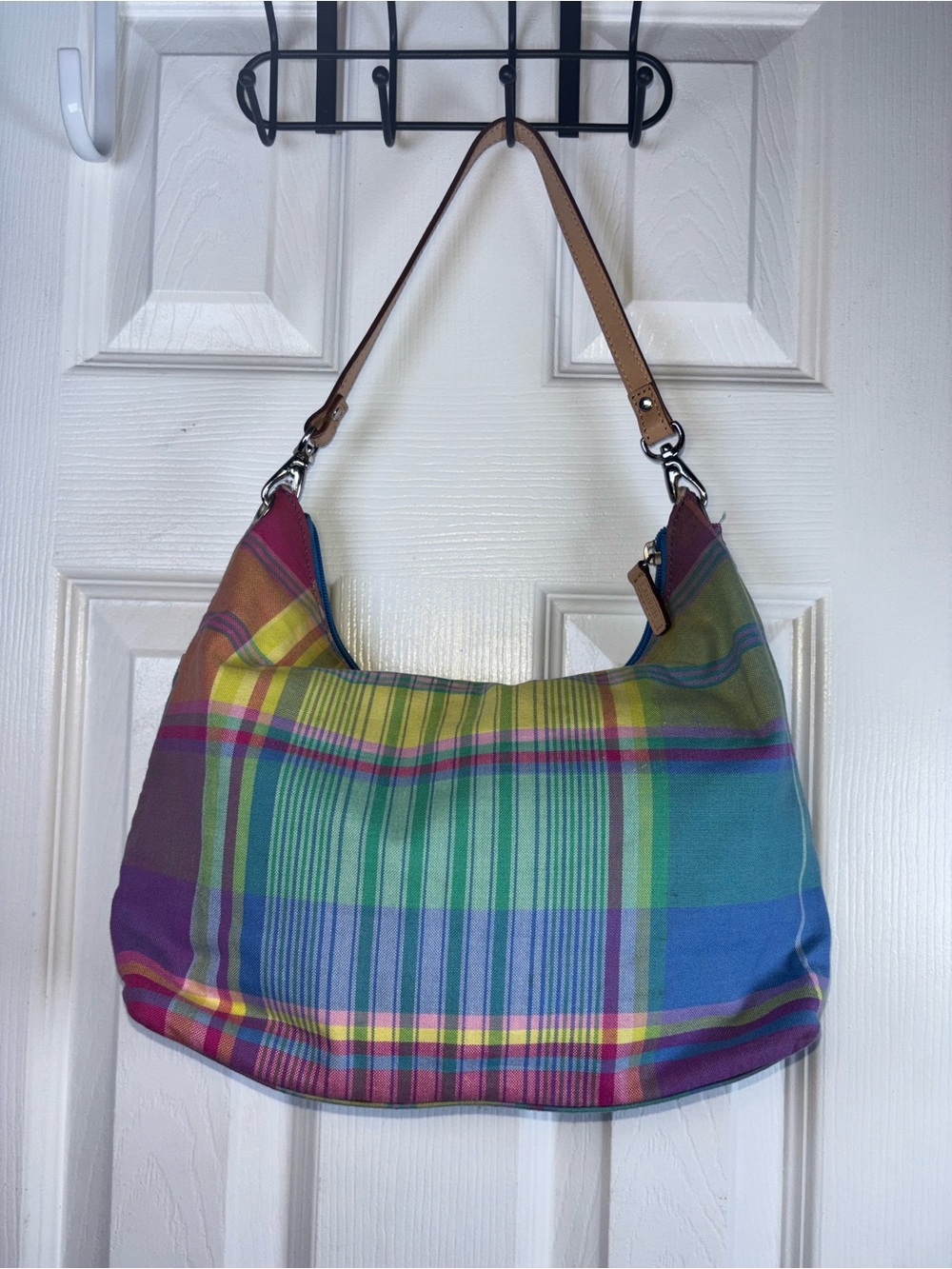 Lauren Ralph Lauren Multicolor Plaid Shoulder Bag - Pink, Green, Yellow, Blue - Picture 6 of 13